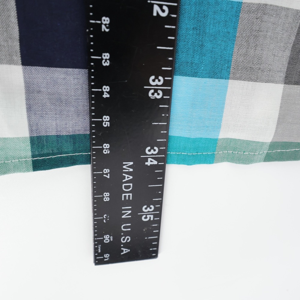 NEW Express‎ Fitted Plaid Button Down Shirt Green Blue Mens XXL - Picture 7 of 8